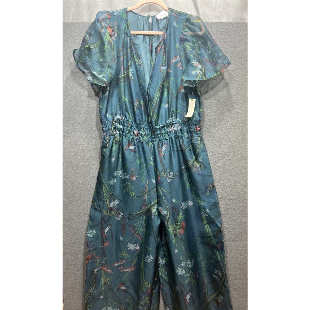 NWT Anthropologie Teal Floral Jumpsuit - Picture 4 of 16